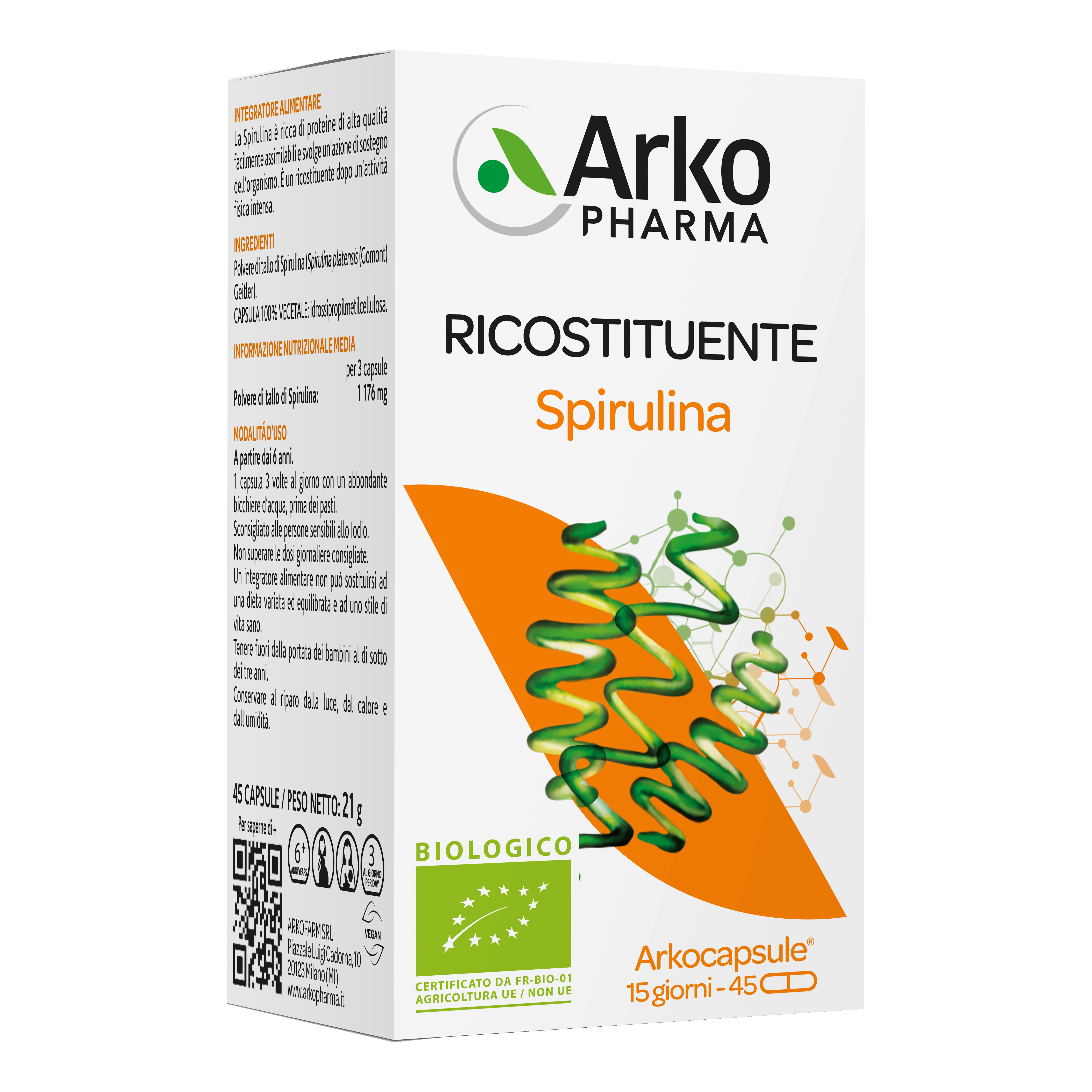 Arkocps spirulina 45 capsule — confronto prezzi