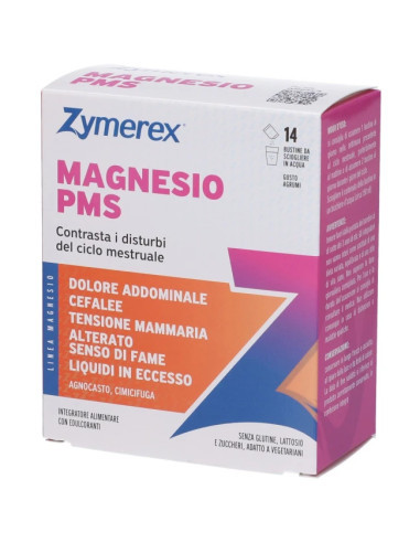 Zymerex - Magnesio Magnesio PMS Integratore Donna Confezione 14 Bustine Gusto Agrumi