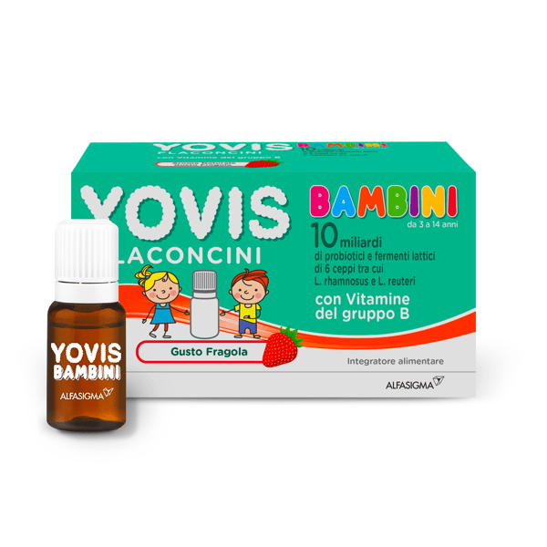 Yovis Bambini Fermenti Lattici e Probiotici per i bambini 10 Flaconcini Gusto Fragola