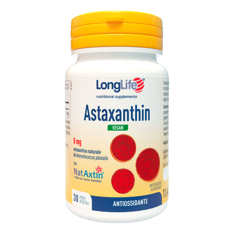 Longlife astaxanthin vegan 8 mg 30 perle vegetali senza glutine