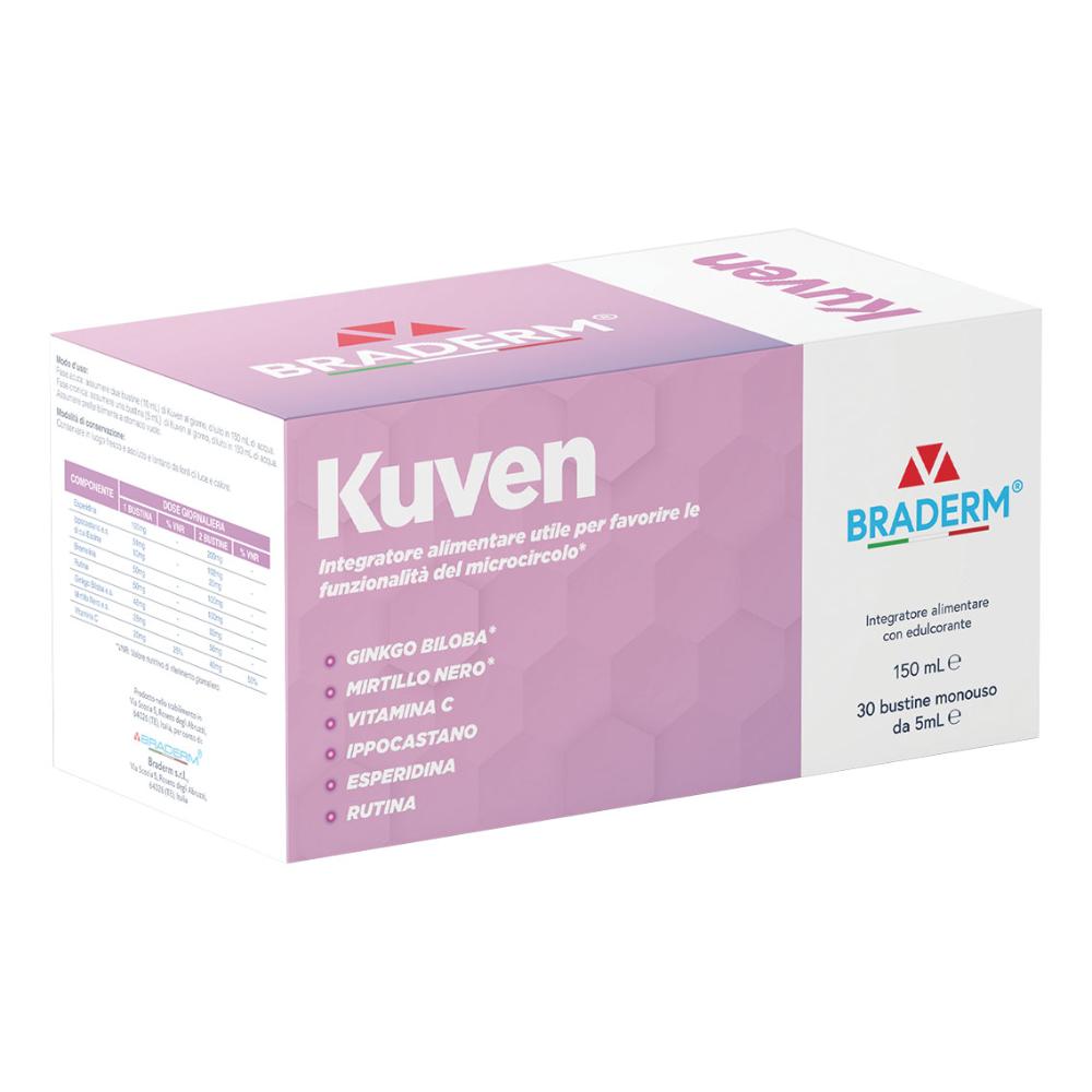 Braderm Kuven Integratore Supporto del Microcircolo e Stress Ossidativo 30 Bustine