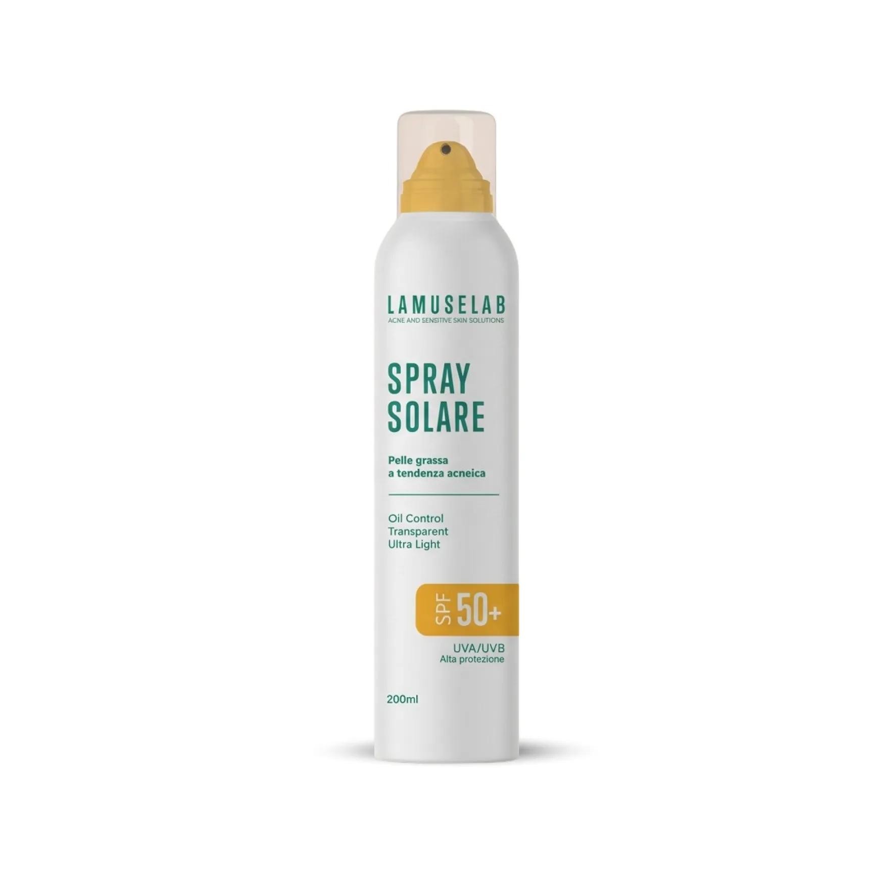 Lamuselab Spray Solare SPF 50+ Protezione Solare 200 ml per Pelle Grassa a Tendenza Acneica 200 ml