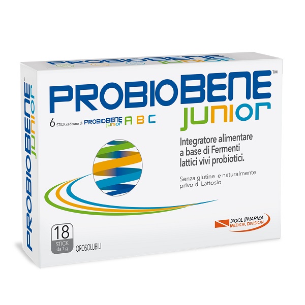 Probiobene Junior Integratore Per Equilibrio Della Flora Intestinale E Benessere Digestivo 18 Stick Orosolubili