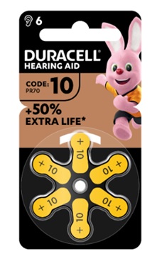 Duracell Easy Tab 10 Giallo Batteria Per Apparecchio Acustico 6 Pezzi