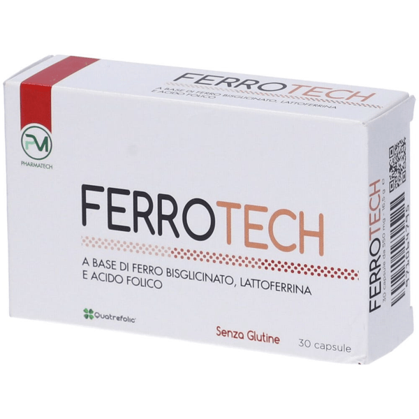 FerroTech Integratore Alimentare di Ferro, Lattoferrina e Vitamine per Energia e Vitalità 30 Capsule