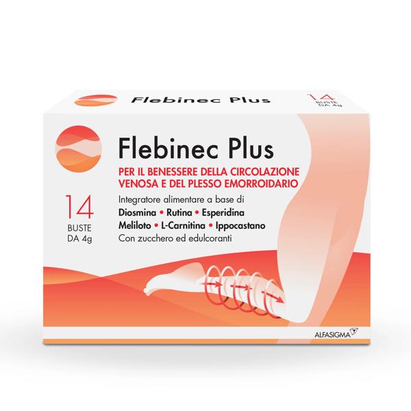 Flebinec Plus Integratore Microcircolo per Emorroidi e Gambe Gonfie 14 Bustine