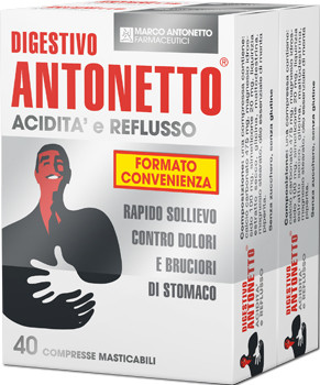 Digestivo antonetto acidita' e reflusso 80 compresse masticabili 2 astucci da 40 compresse