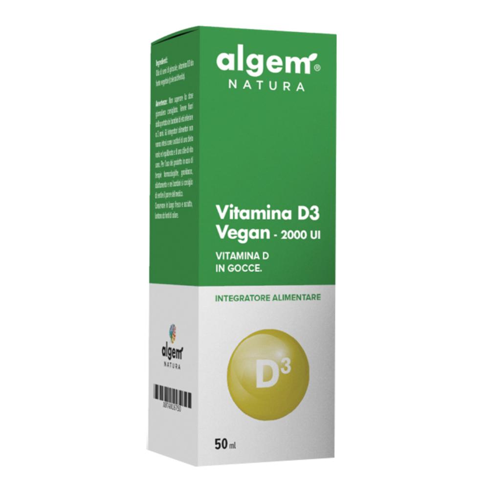Algem Natura Vitamina D3 Vegan Gocce 2000 UI Integratore 50 ml
