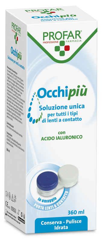 Profar Occhi Più Soluzione Unica - Detergente e disinfettante per le lenti a contatto, 360 ml
