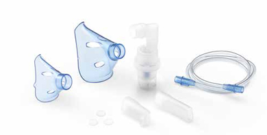 Soffio cube kit accessori ricambio con ampolla, boccaglio e focella nasale, maschera pediatrica e adulti, tubello e filtri di ricambio e borsa porta a — confronto prezzi