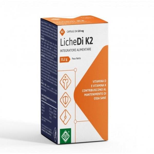 Lichedi K2 Integratore Alimentare Vitamina D K C per Ossa e Cartilagini 60 Capsule