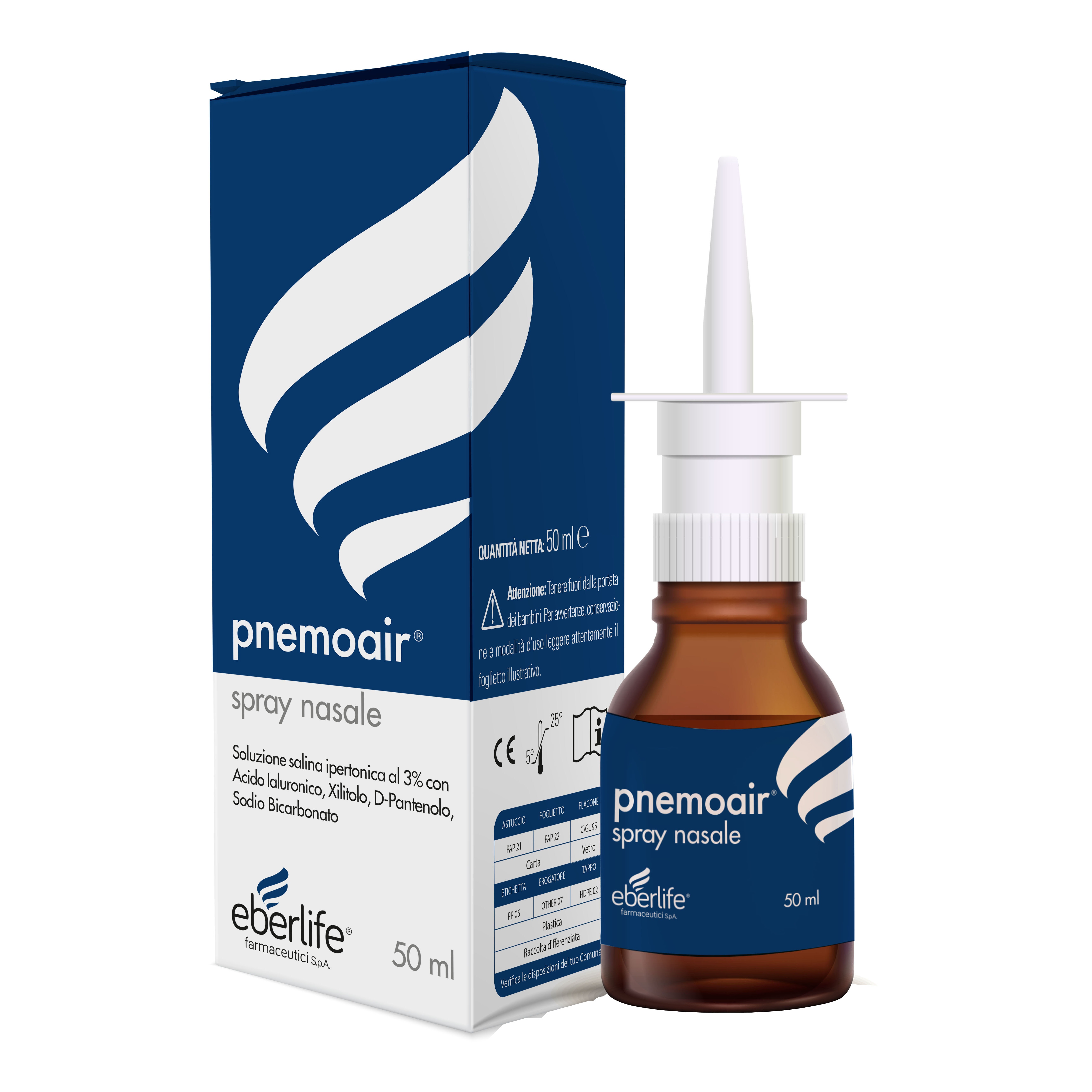 Eberlife Farmaceutici PnemoAir - Spray nasale per applicazione locale, 20 ml
