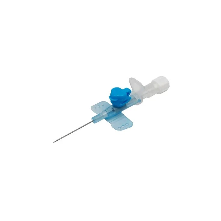 Ago cannula a due vie 22 gauge 0,9x25mm in acciaio inox con siliconatura esterna, tappo luer lock e alette laterali colore blu 50 pezzi — confronto prezzi