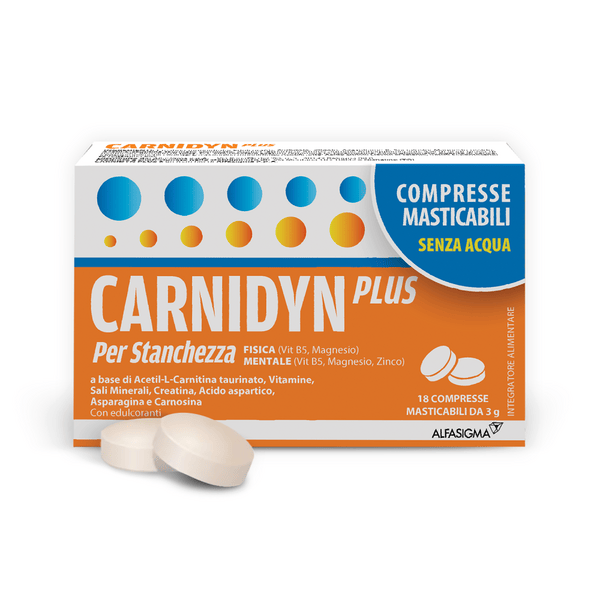 Carnidyn Plus Magnesio Sali Minerali e Carnitina per Stanchezza 18 Compresse Masticabili