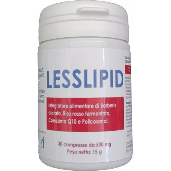 Lesslipid Integratore Colesterolo con Berberina Riso Rosso Fermentato e Coenzima Q10 30 Compresse - Omniaequipe