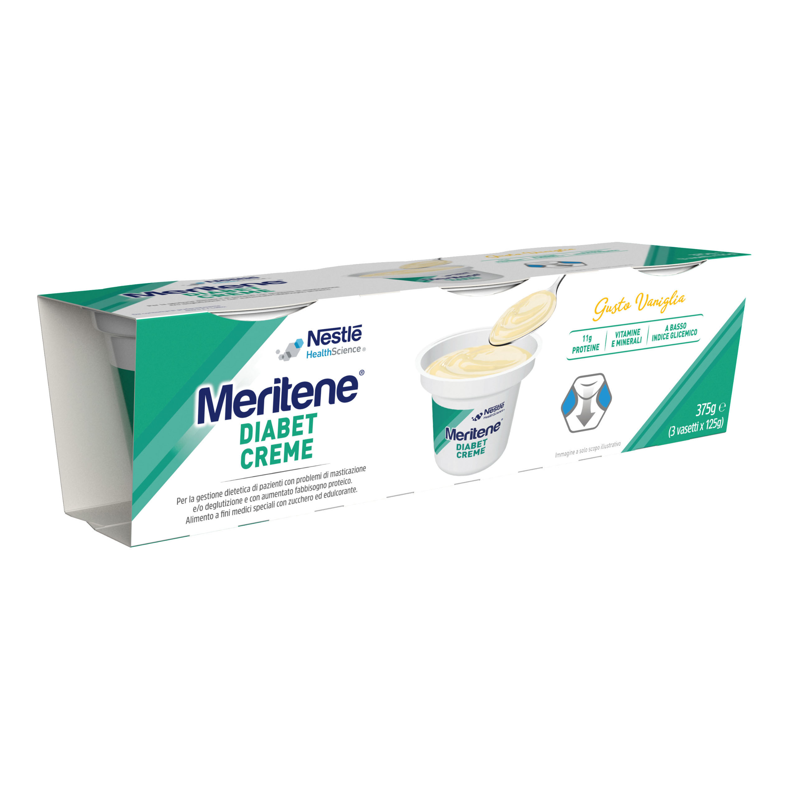 Meritene diabet creme vaniglia 3 x 125 g — confronto prezzi