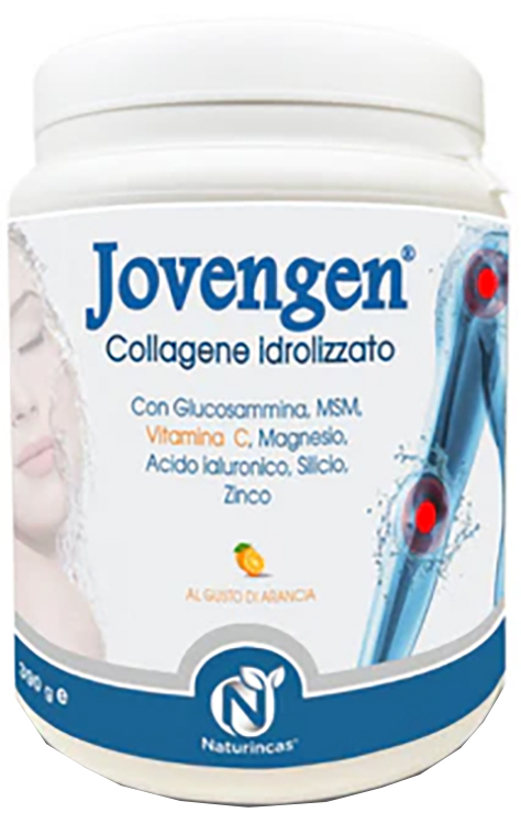Naturincas Jovengen Collagene Idrolizzato Integratore Pelle Articolazioni Gusto Arancia 390g