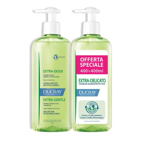 Ducray Extra Delicato Shampoo Dermoprotettivo Uso Frequente Formato BIPACCO 2 Flaconi x 400ml