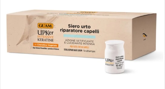 Guam - Upker Intensive Keratine Siero Urto Riparatore Capelli 8 Flaconi Da 10ml - Trattamento Intensivo alla Cheratina per Capelli Danneggiati