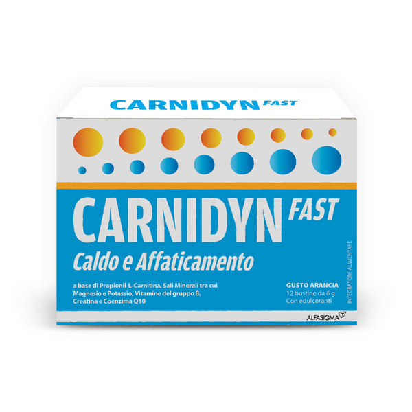 Carnidyn Fast Carnitina Magnesio e Potassio Per Combattere La Spossatezza 12 Bustine