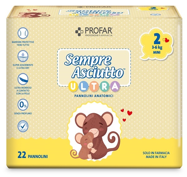 Profar Sempre Asciutto - Pannolini ultra mini Taglia 2 3-6Kg, 22 pannolini
