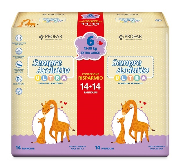 Profar Sempre Asciutto Ultra Extra 15/30 Kg Bipacco 14+14 Pezzi 28 pz Pannolini