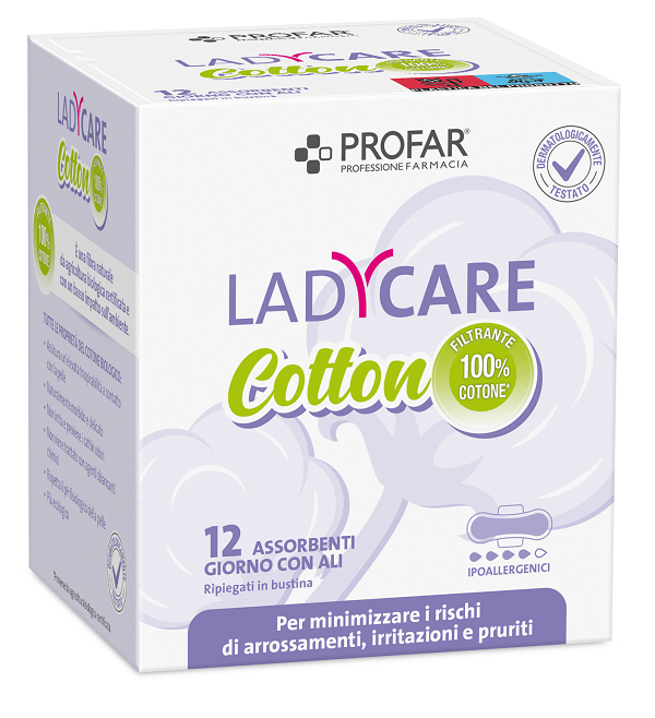 Profar LadyCare Cotton Assorbenti Giorno con Ali 12 Pezzi pz