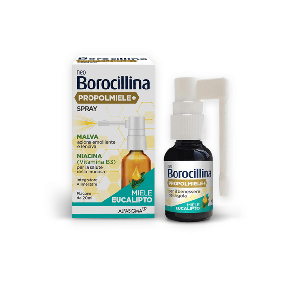 Neoborocillina Propolmiele+ Spray Gola Integratore Per Il Benessere Della Gola Miele Eucalipto 20 Ml