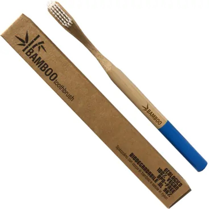 Mood Spazzolino Denti Bamboo Hard Blu - Spazzolino Eco-Friendly in Bamboo, 100% Vegano, BPA Free