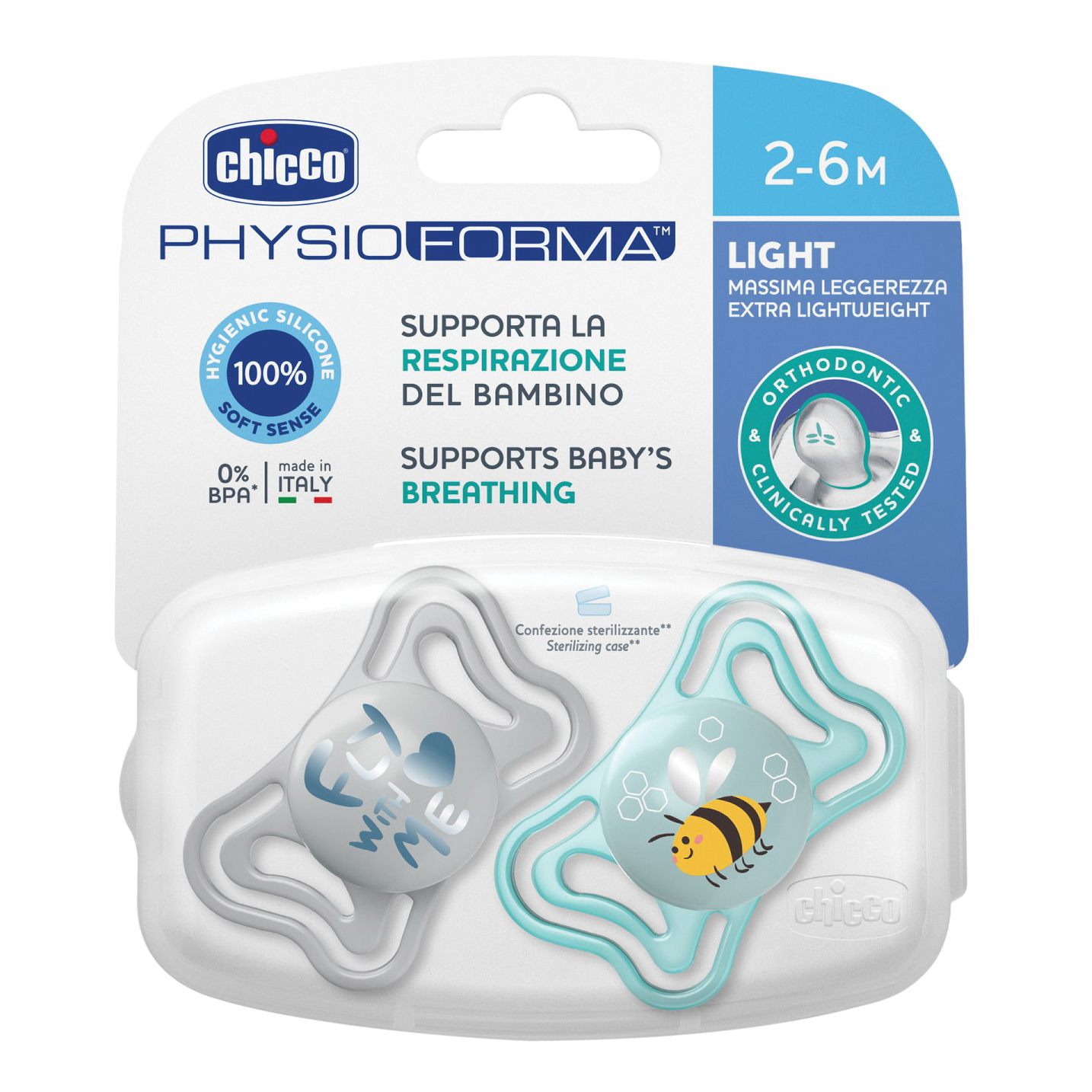 Chicco succhietto light azzurro silicone 2-6m 2 pezzi — confronto prezzi