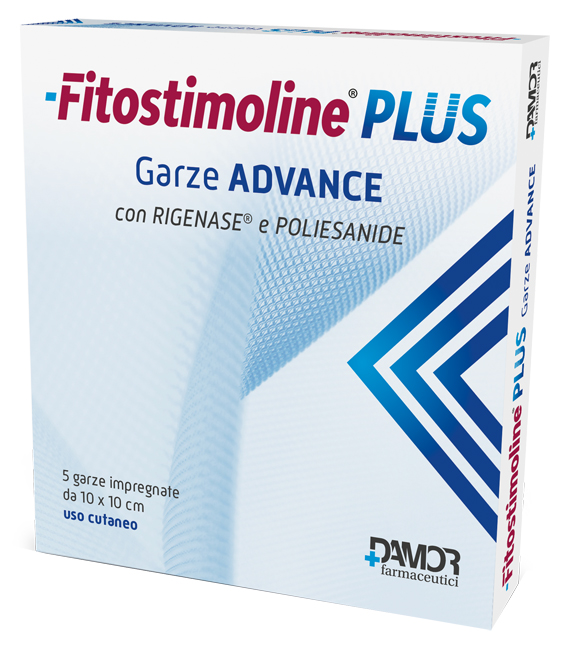 Fitostimoline Plus Garze Advance Dispositivo Medico per Ferite e Ustioni 5 Pezzi 10 x 10 cm