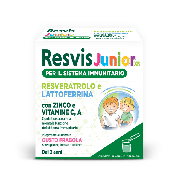 Resvis Junior XR Integratore di Resveratrolo e Lattoferrina per il Sistema Immunitario dei Bambini 12 bustine — confronto prezzi