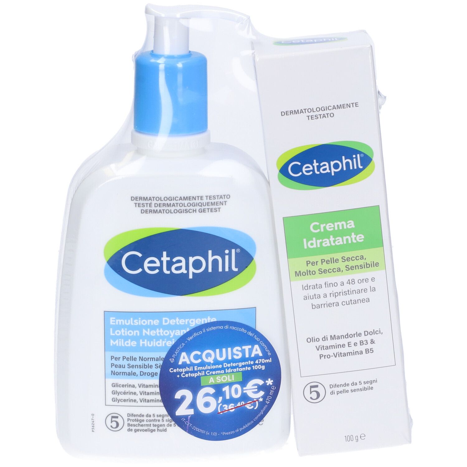 Cetaphil Bipack Emulsione Detergente + Crema Idratante 1 pz Set