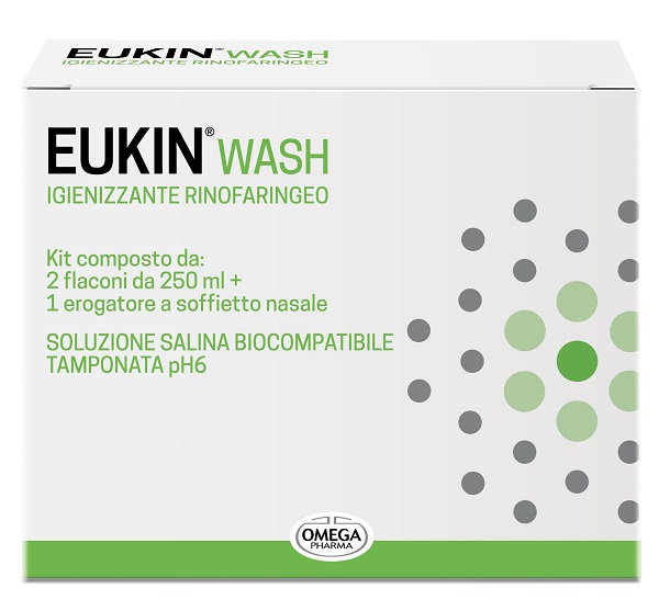 Eukin wash igienizzante rinofaringeo kit 2 flaconi da 250 ml + erogatore a soffietto nasale