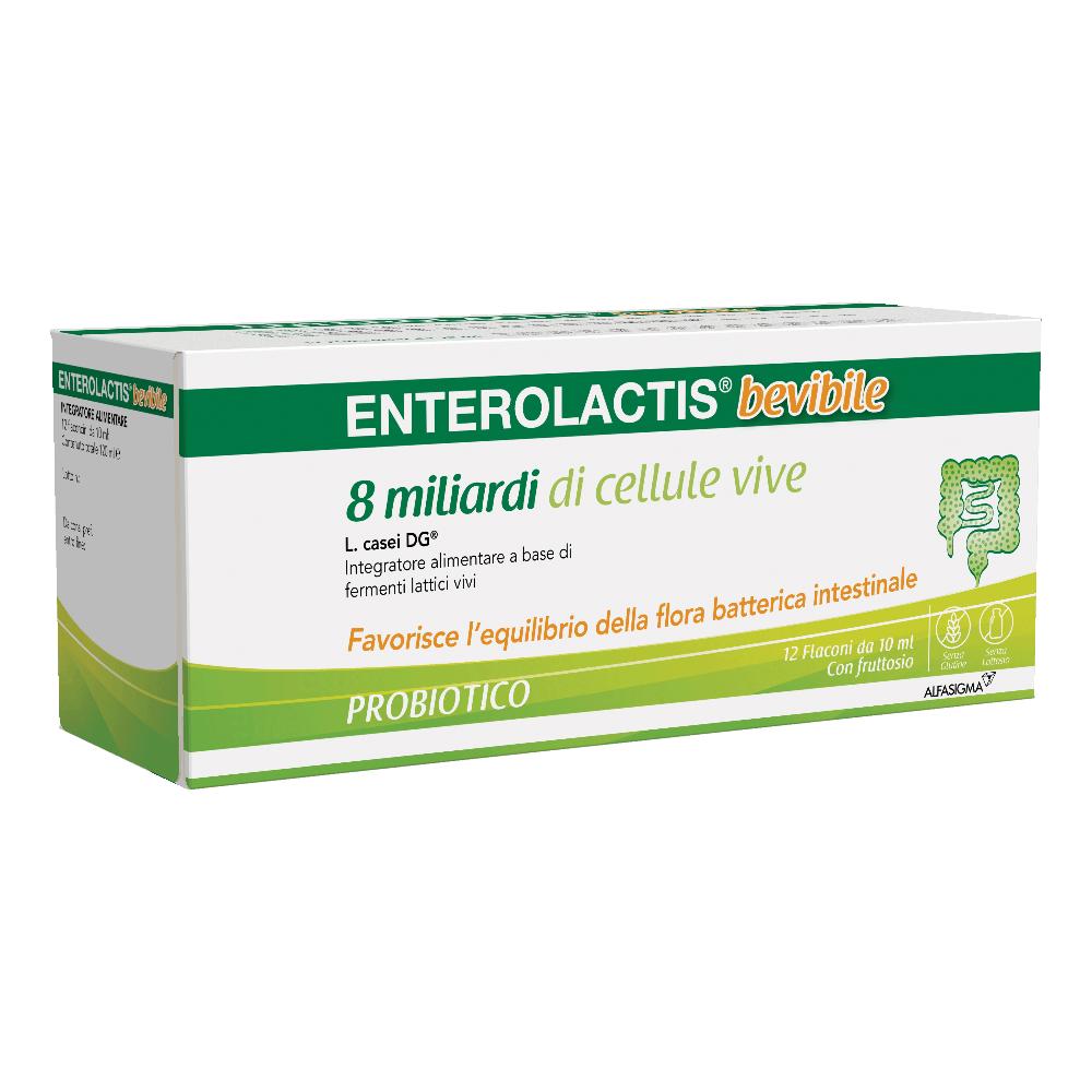 Enterolactis Bevibile Flaconi di Fermenti Lattici e Probiotici 12x10 ml Soluzione orale