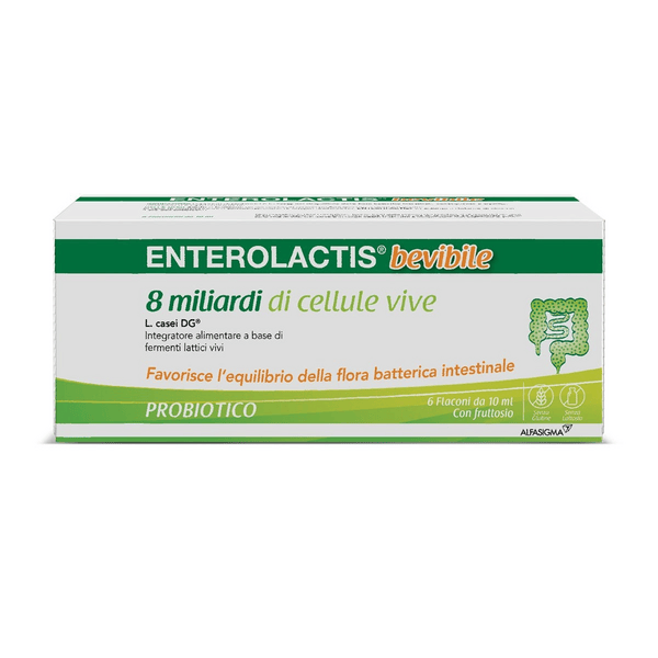 Enterolactis Bevibile DRYCAP Integratore di Fermenti Lattici Vivi e Probiotici 6 Flaconi