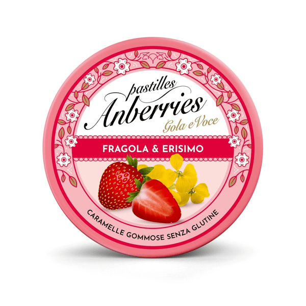 Anberries Gola e Voce Pastiglie Fragola & Erisimo 50 g