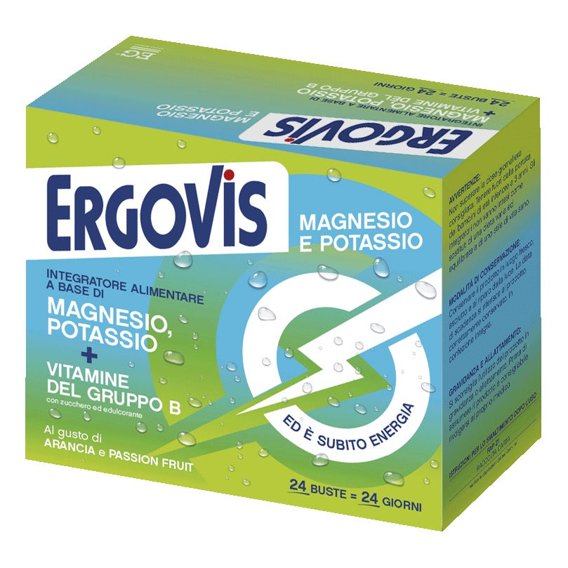 EG Ergovis - Magnesio Potassio e Vitamine B Integratore con Zucchero, 24 Bustine