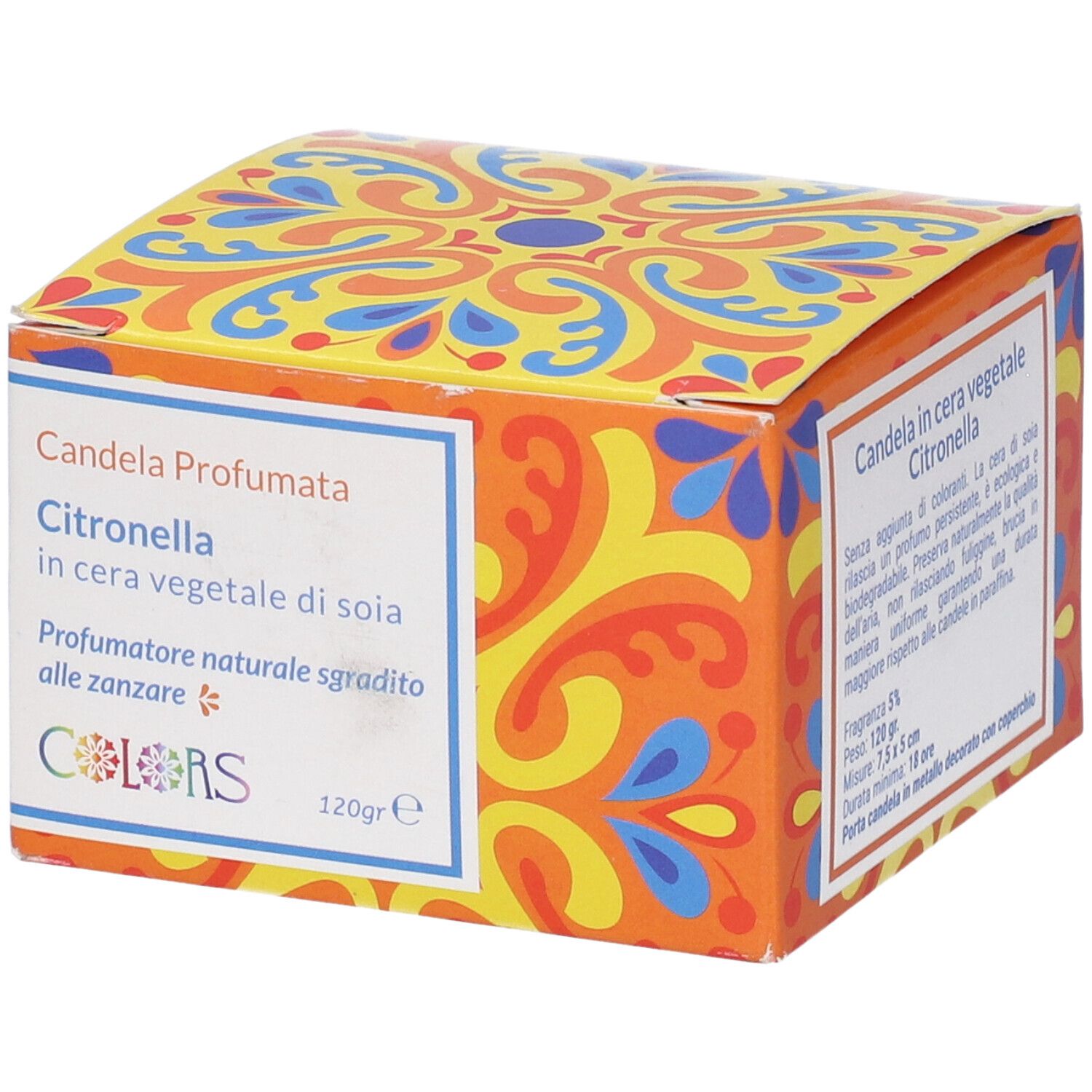 Colors Candela Profumata Citronella in Cera Vegetale di Soia 120 g Altro