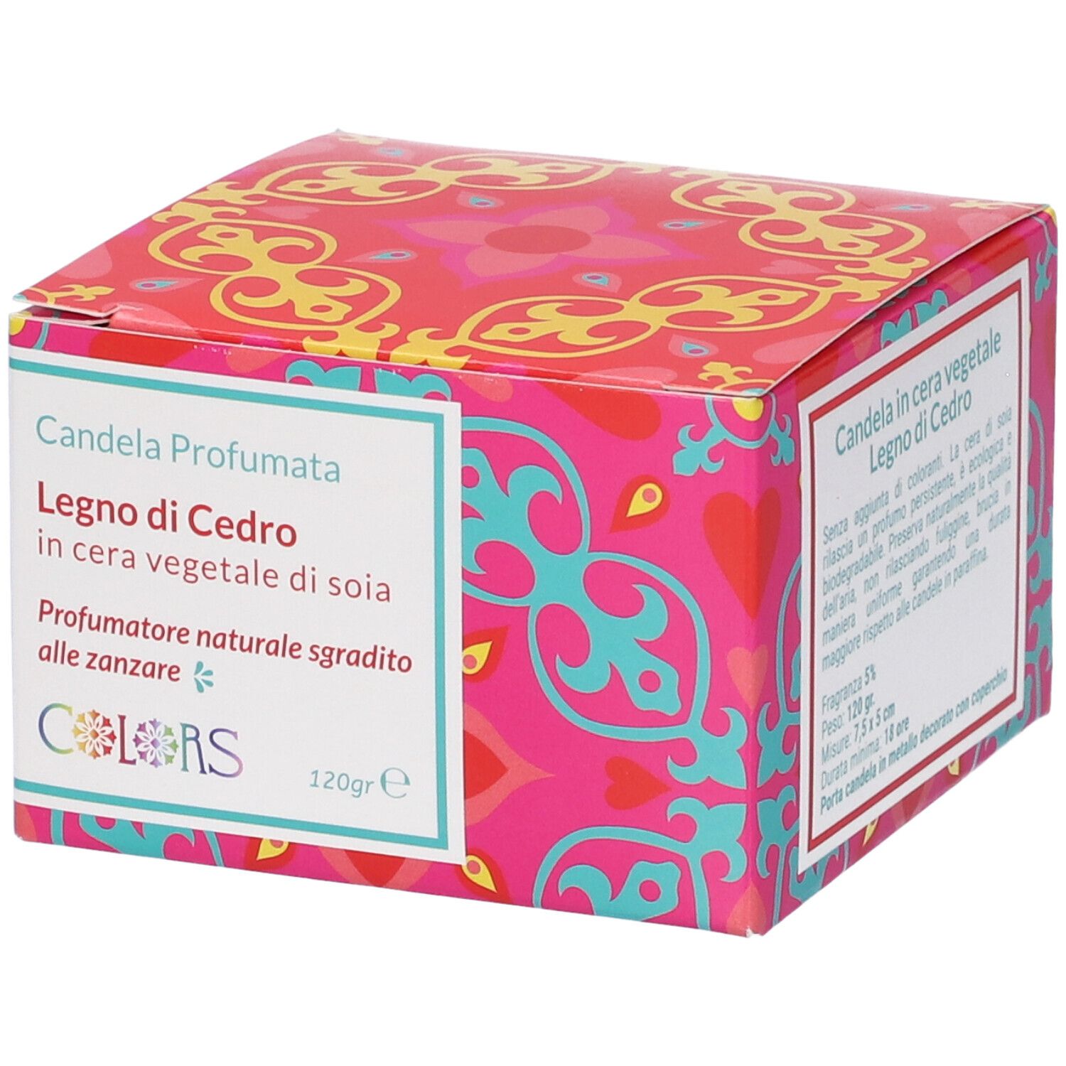 Colors Candela Profumata Legno di Cedro in Cera Vegetale Soia 120 g Altro