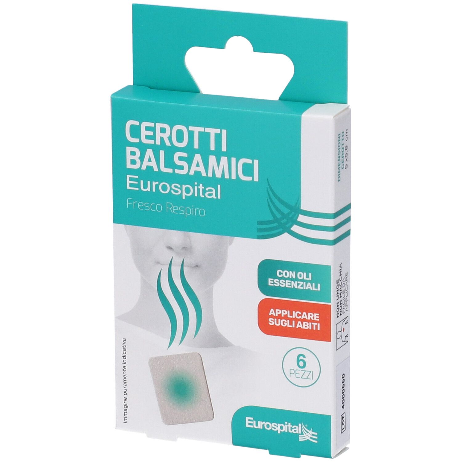 Eurospital Cerotti Balsamici Fresco Respiro Misura 5 x 5,8 cm Applicare sugli Abiti, 6 Pezzi — confronto prezzi