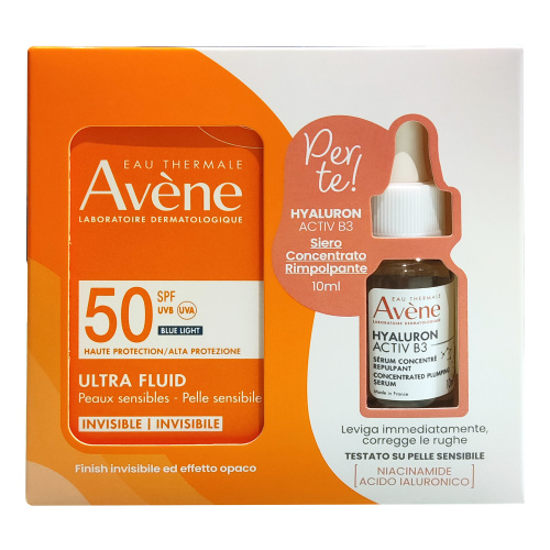 Eau thermale avene solare ultra fluid spf50 50 ml + hyaluron active b3 siero 10 ml — confronto prezzi