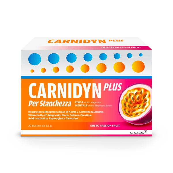 Carnidyn Plus Magnesio Sali Minerali e Carnitina per Stanchezza 20 Bustine Passion Fruit — confronto prezzi