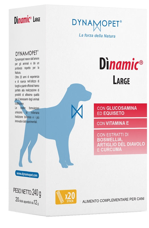Dìnamic Large Mangime Complementare Per Il Supporto Articolare Del Cane Grande 20 Stick Da 12 Grammi