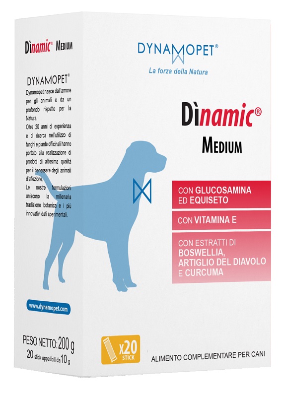 Dìnamic Medium Mangime Complementare Per Il Supporto Articolare Del Cane Grande 20 Stick Medio Da 10 Grammi