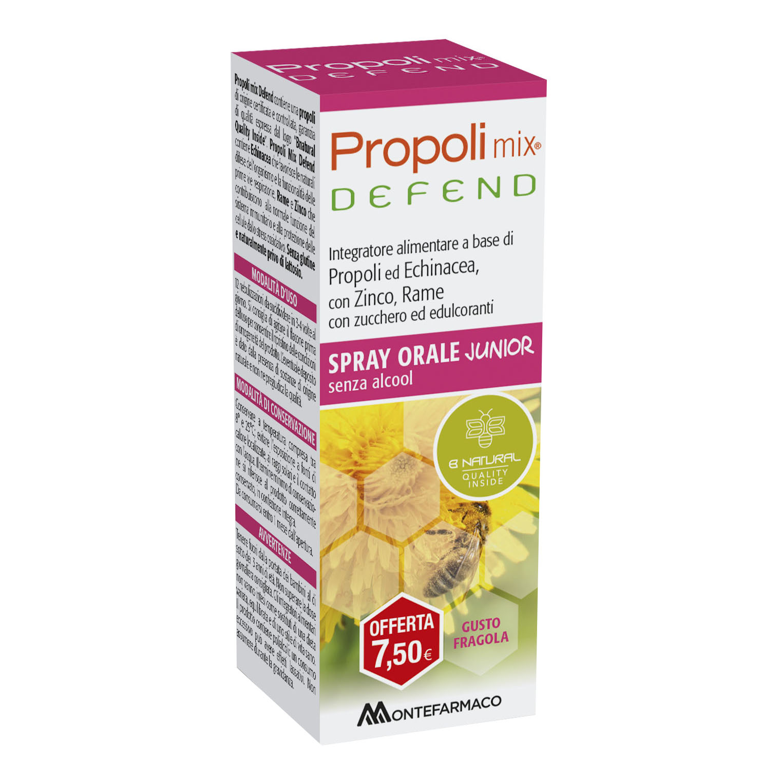 Propoli mix defend spray junior 30 ml senza glutine senza alcol gusto fragola