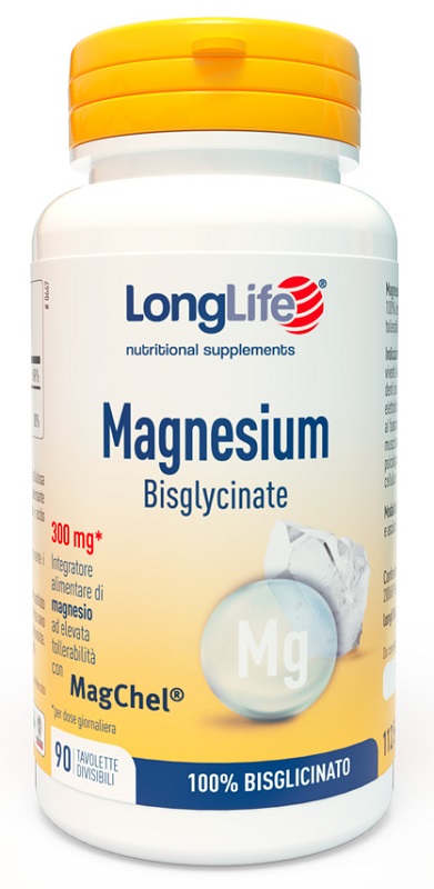 Longlife magnesium bisglycinate 90 tavolette divisibili senza glutine