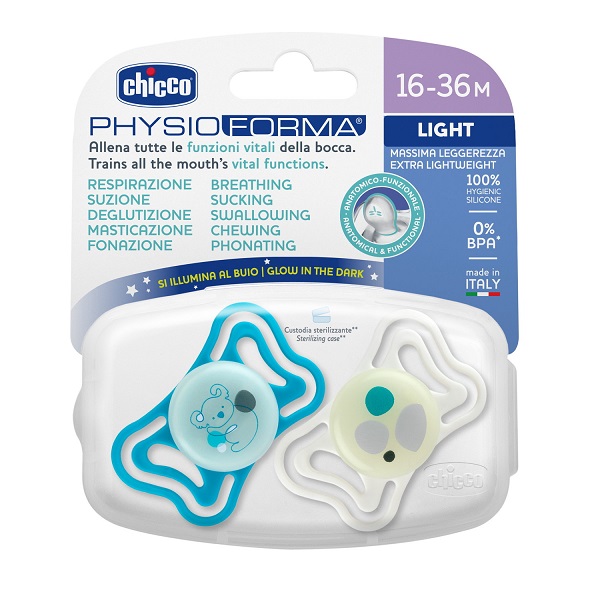 Chicco succhietto light lumi silicone 16-36m 2 pezzi — confronto prezzi