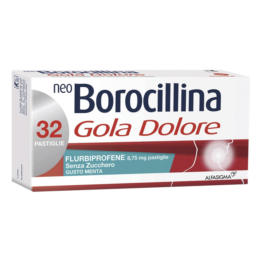 NeoBorocillina Gola Dolore 8,75mg Menta Senza Zucchero 32 Pastiglie - Mal Di Gola