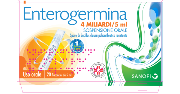 Enterogermina Fermenti Lattici 20 Flaconcini 4 Miliardi Diarrea e Disturbi Intestinali
